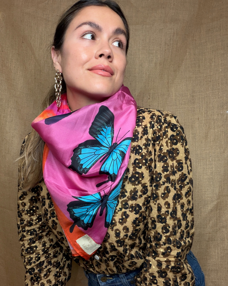 Flamingo Scarf -100% Silk