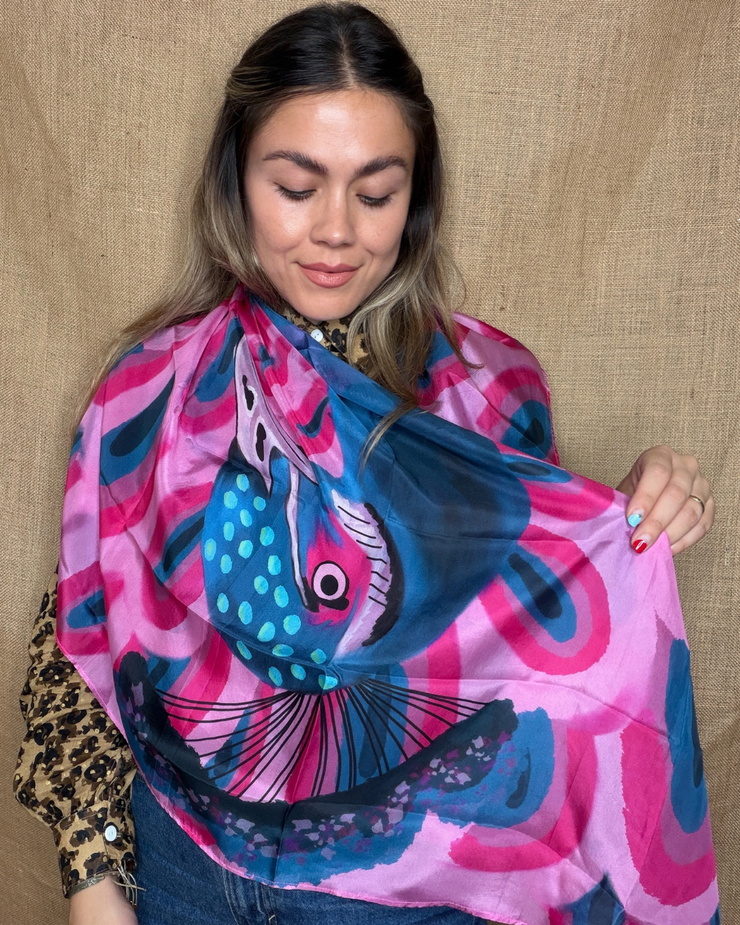 Peacock Scarf -100% Silk