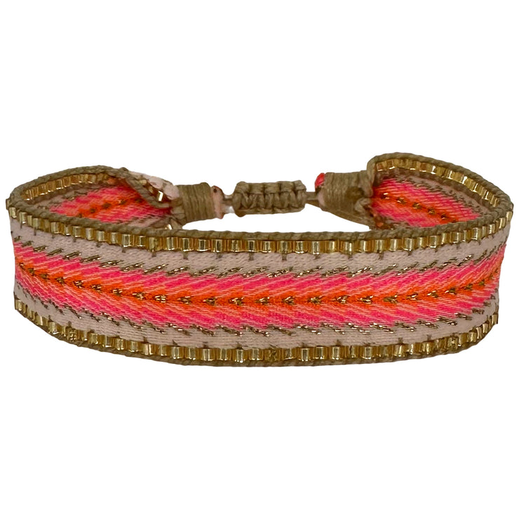 Kenia Handmade Bracelet In Orange, Pink and Fluor