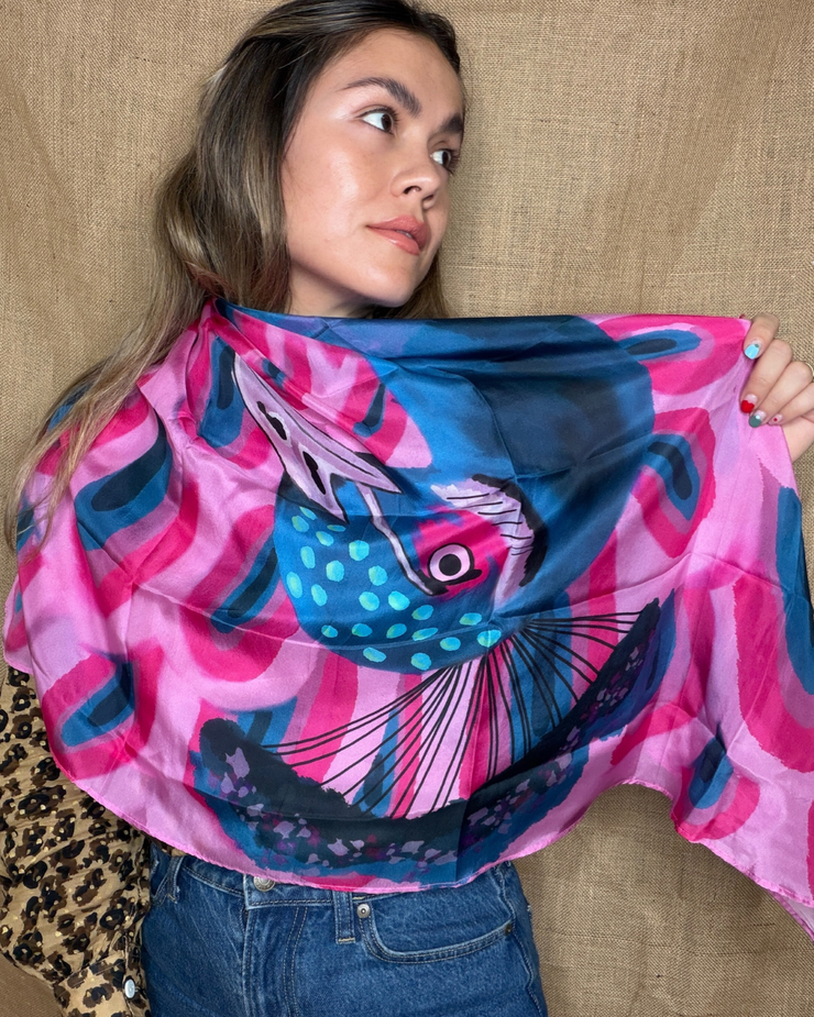 Peacock Scarf -100% Silk