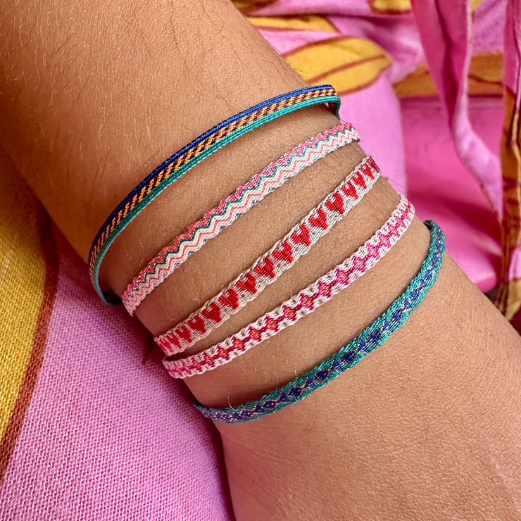 Handmade Basic Kids Bracelet in Blue and Orange Tones