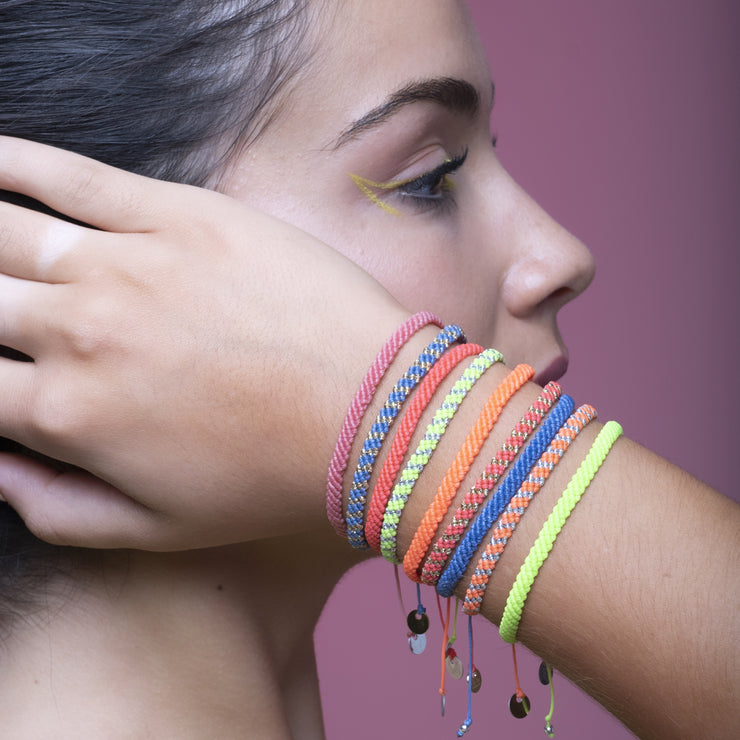 HANDMADE CHERRY BRACELET IN NEON ORANGE