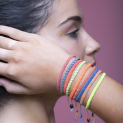 Handmade Cherry Bracelet In Dark Blue And Golden