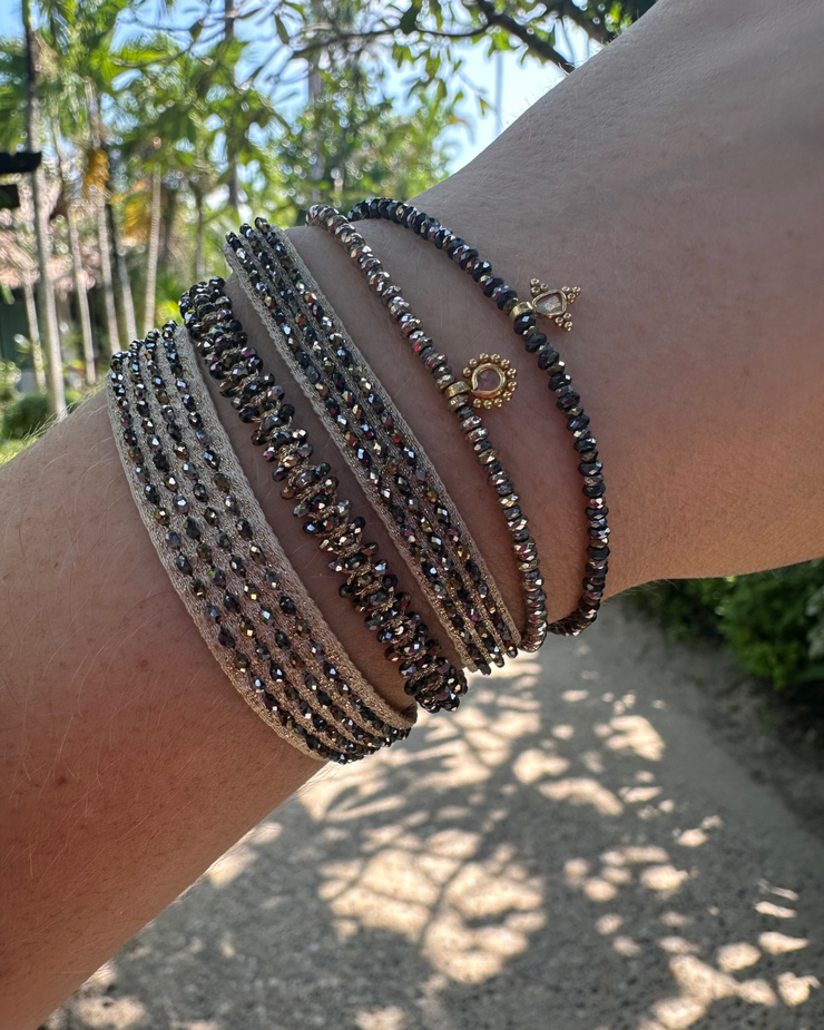 Aurora Bracelet Featuring Dark Grey and Gold Hematite Stones & A little Rough Diamond