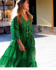 Green Leopard Dress – 100% Silk