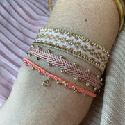 HANDMADE DIAMOND SUN BRACELET WITH PINK TOURMALINE AND GOLD DETAILS IN NEON COLORS