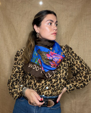 Leopard Blue Scarf- 100%Silk
