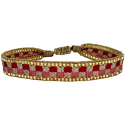 Kenia Handmade Bracelet In Pink, Red and Golden Tones