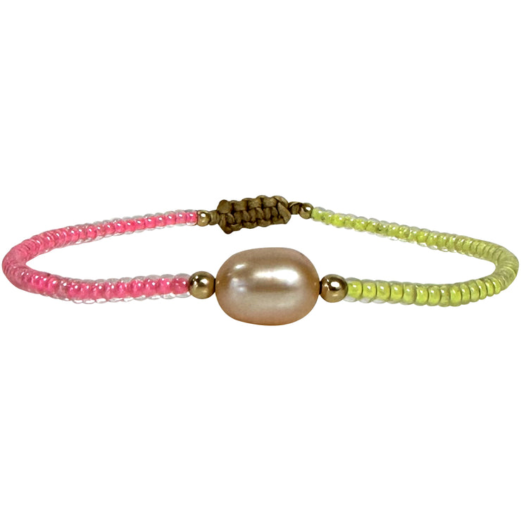 Handmade Amari Bracelet in Neon Pink And Neon Yellow