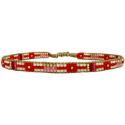 Beaded Handmade Anklet Bracelet in Red And Pink Tones