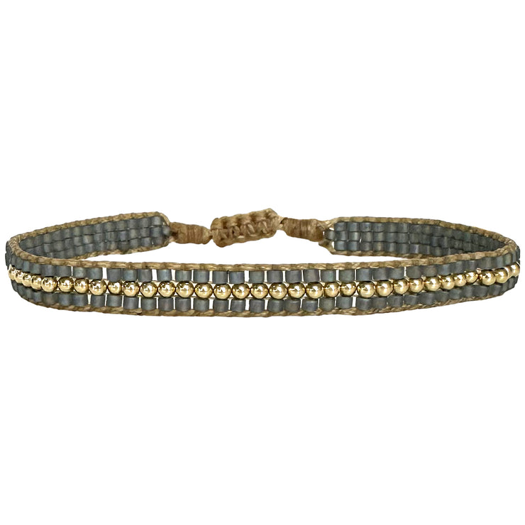 Ava Handmade Bracelet in Grey and Gold