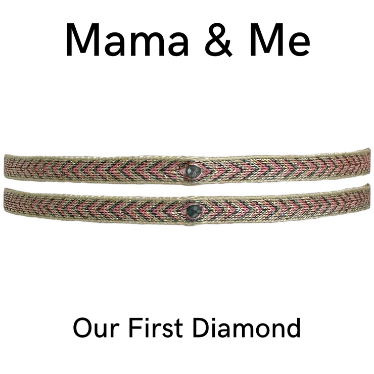 MAMA & ME HANDMADE BLUE DIAMOND BRACELET SET IN BRIGHT TONES