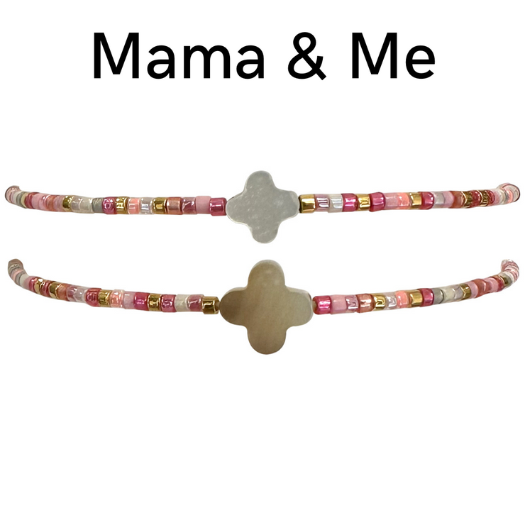MAMA & ME HANDMADE BRACELET SET WITH MOTHER OF PEARL DETAIL