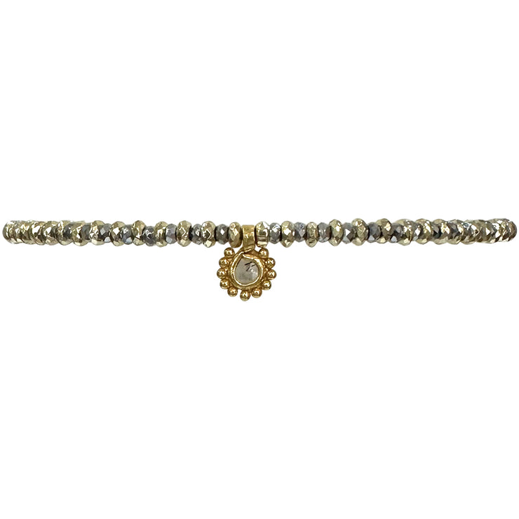 Aurora Bracelet Featuring Grey and Gold Hematite Stones & A little Rough Diamond