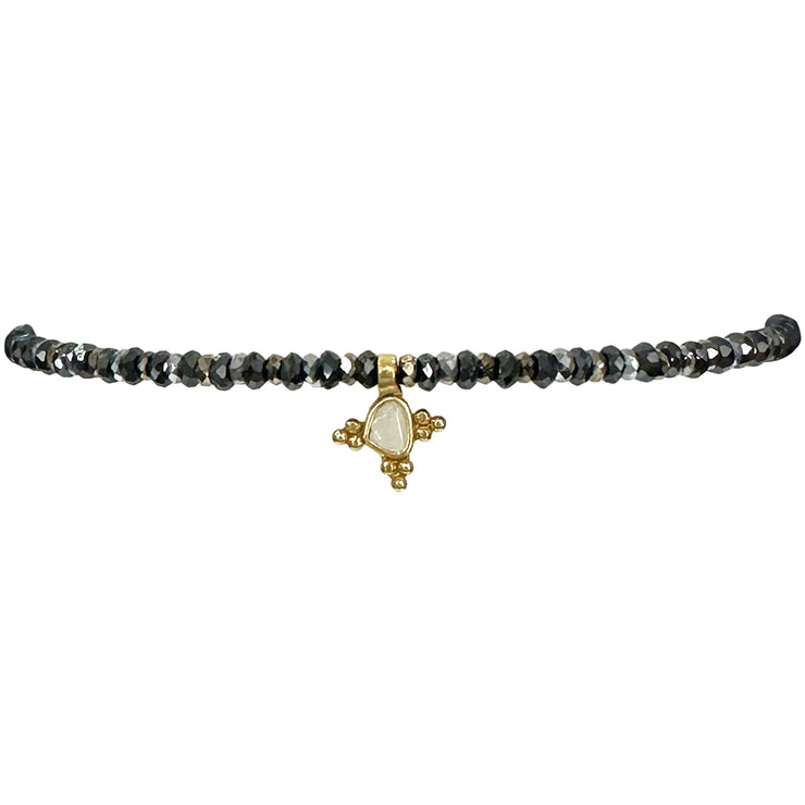 Aurora Bracelet Featuring Dark Grey and Gold Hematite Stones & A little Rough Diamond