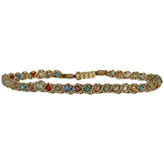 HANDWOVEN COLOR-LUSH BRACELET IN GOLD TONES FEATURING GEMSTONES DETAIL