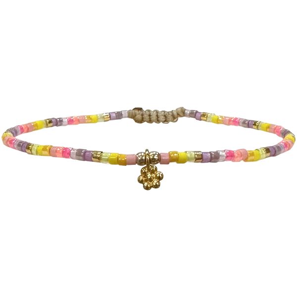 Handmade Flower Gold Charm for Kids in Pink Tones