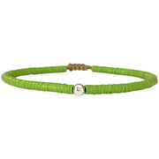 Handwoven Coral Bracelet In Green Featuring A Silver Bead