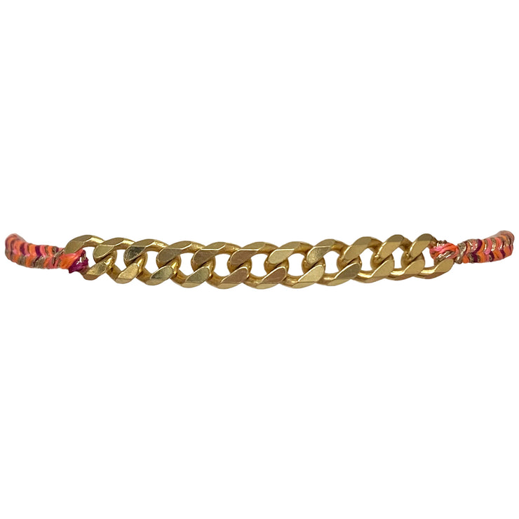 Curve Handmade Bracelet In Colorful Tones With Golden Chain Details