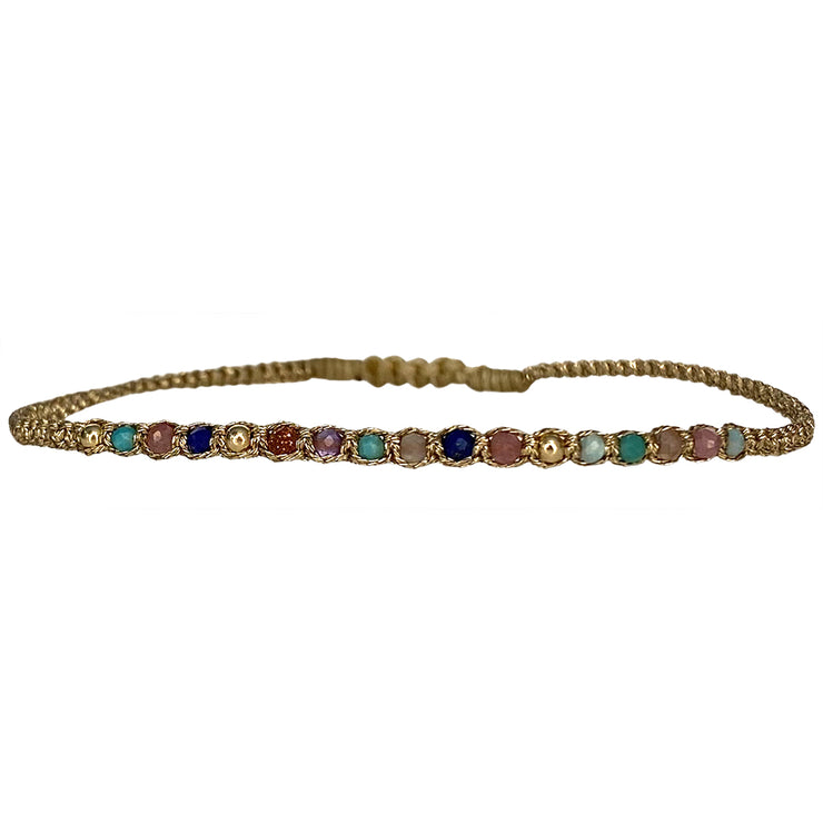 Goldy Handmade Bracelet With Gemstones And Gold Detail