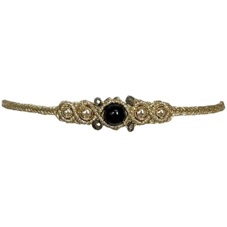 HANDWOVEN ORION BRACELET WITH GOLD DETAILS AND SPINEL STONES
