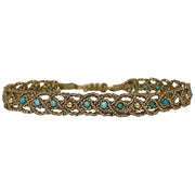 HANDWOVEN ROMA BRACELET IN GOLD TONES FEATURING TURQUOISE AND GOLD DETAIL