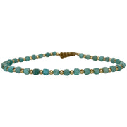 This delicate jewel is handmade using 14kt gold filled beads and Amazonite semi-precious stones. This beauty will be one of your favorite bracelets as you can wear it with any accessories or outfits. Give to your looks a touch of elegance and sparkle !  Details:  - Amazonite semi-precious stones   - 14kt gold filled beads  -Adjustable bracelet  -width: 2mm