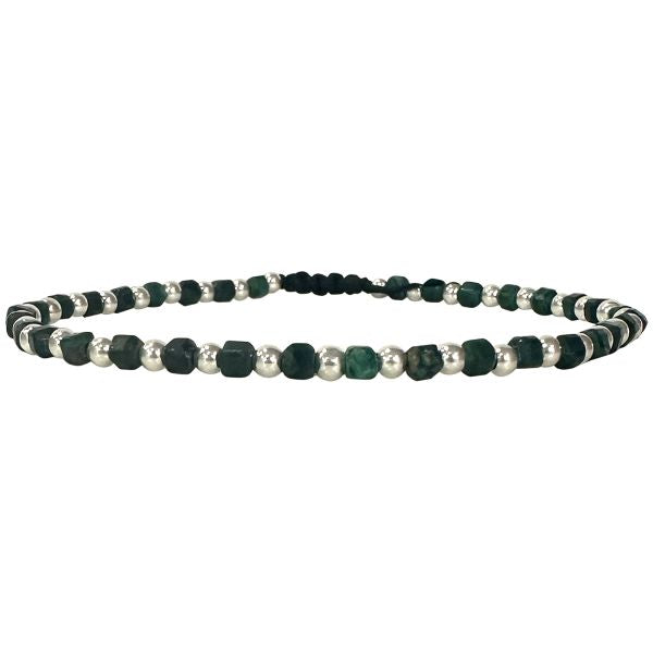Semiprecious Stones Handmade Bracelet with Silver Beads for Him