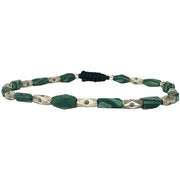 Handmade Bracelet with Green African Trade Beads and Silver Beads for Him