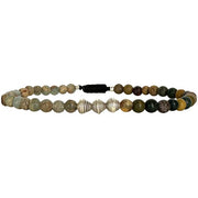 Intermixed Natural Stones Handmade Bracelet With SIlver Details for Him