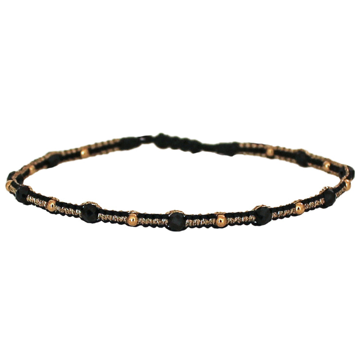 HANDMADE STONE SAND BRACELET FEATURING SPINEL STONE AND GOLD BEADS DETAILS