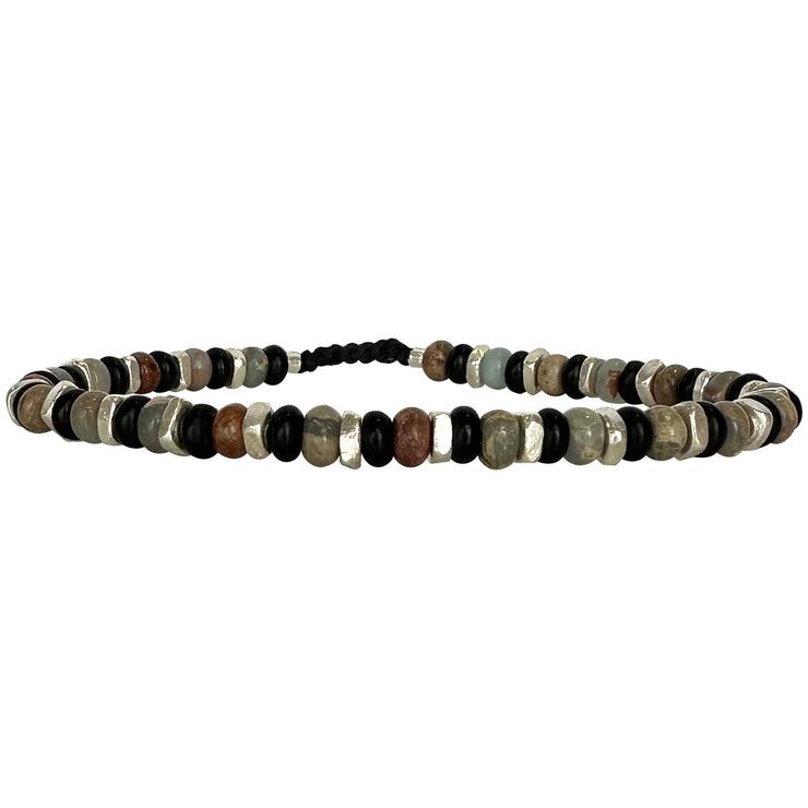 Men’s Handmade Bracelet Featuring Natural Stones and Silver Details