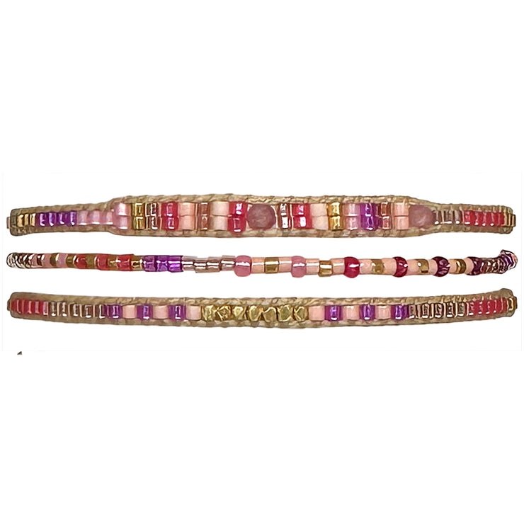 LIMITED STOCK PROMOTION: PAY 2, GET 3 Handmade Bracelets in Pink and Gold Tones