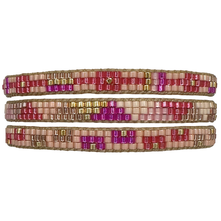 LIMITED STOCK PROMOTION: PAY 2, GET 3 Handmade Bracelets in Pink Tones and Gold