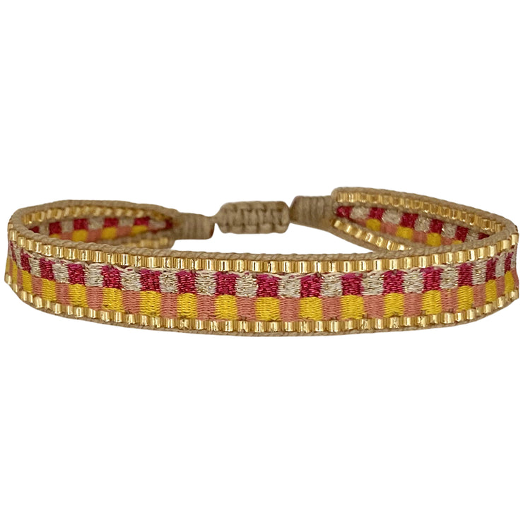 Kenia Handmade Bracelet In Pink And Yellow Tones