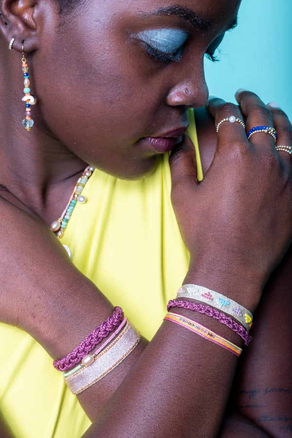 Handmade Gold Bracelet Adorned with Japanese Glass Beads