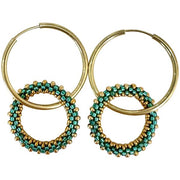 Handmade Gypsy Earrings in Green and Gold Tones