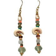 Caracola Earrings Featuring Shell Beads and Gemstones