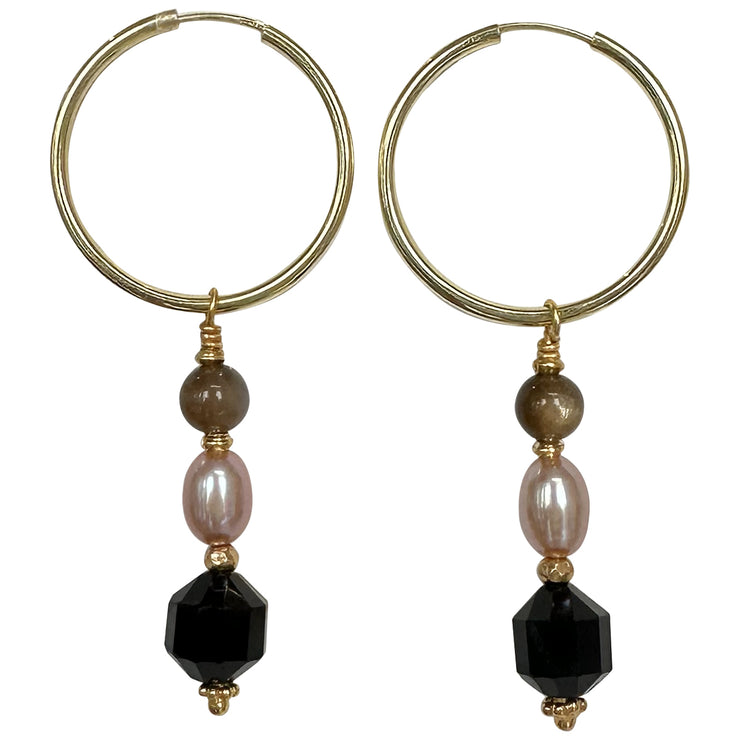 Hoop Earrings Featuring Black Onyx