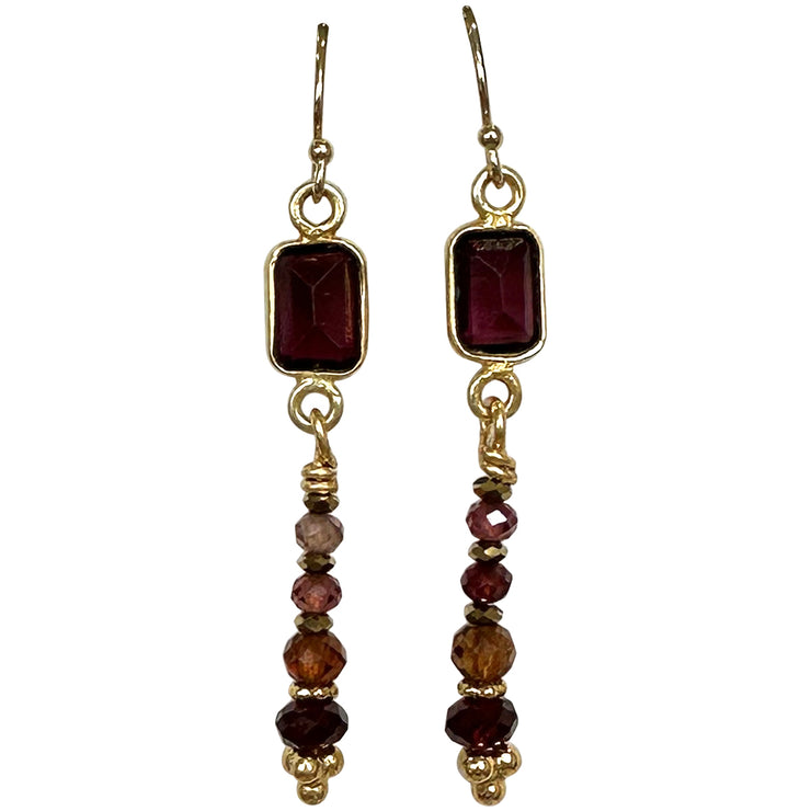 Flora Earrings In Burgundy Tones and Gold