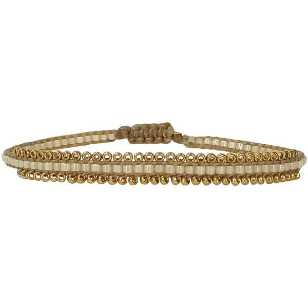 Glow Handmade Bracelet in Beige and Gold Tones