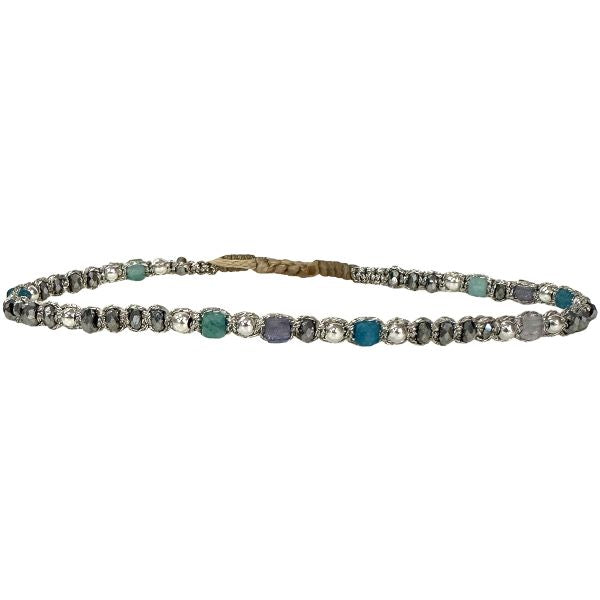 Greta Handmade Bracelet Featuring Intermixed Semiprecious Stones in Silver Tones