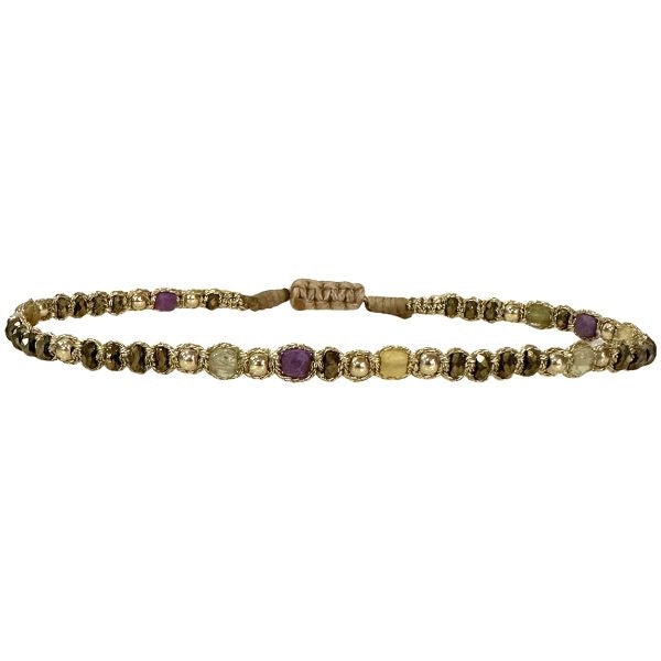 Greta Handmade Bracelet Featuring Intermixed Semiprecious Stones and Gold Beads