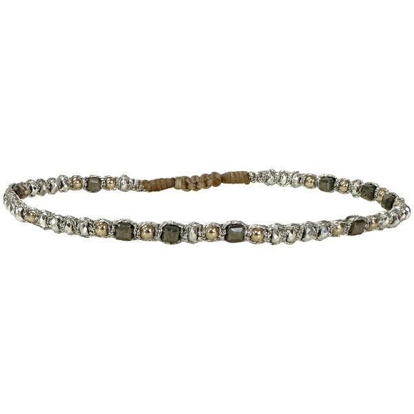Greta Handmade Bracelet Featuring Intermixed Semiprecious Stones in Silver Tones (Copy)