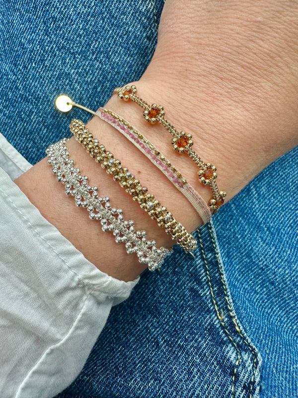 Handmade Cosmos Bracelet in Silver, Gold and Rose Gold