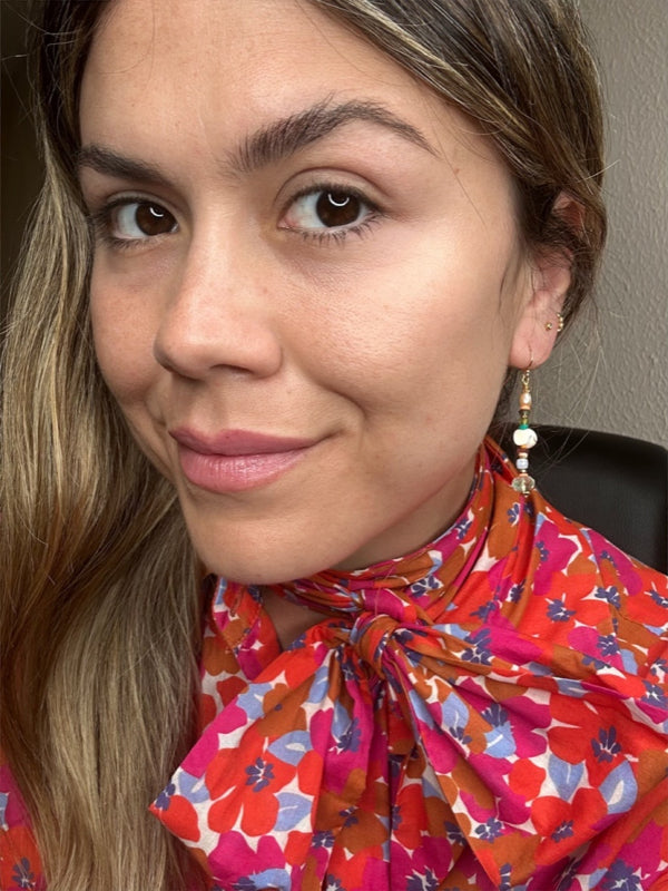 Caracola Earrings Featuring Shell Beads and Gemstones