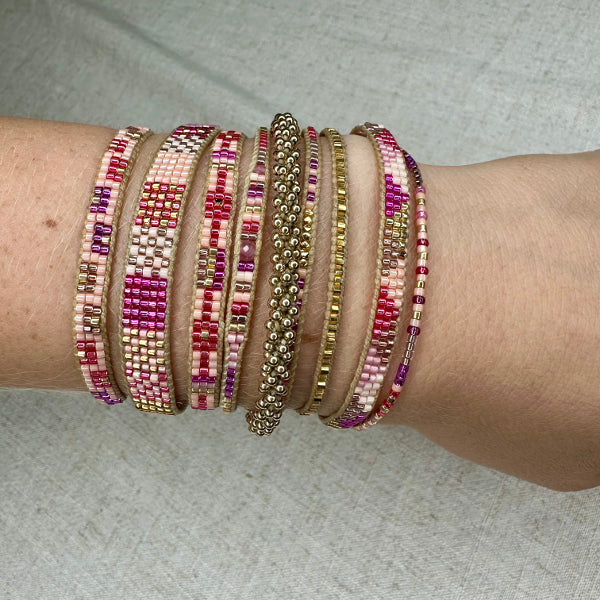 LIMITED STOCK PROMOTION: PAY 2, GET 3 Handmade Bracelets in Pink Tones and Gold