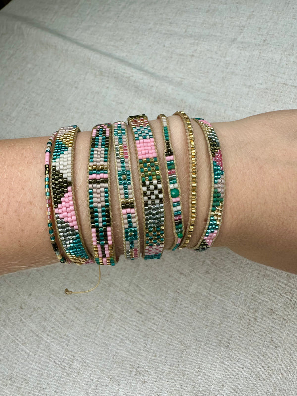 LIMITED STOCK PROMOTION: PAY 2, GET 3 Handmade Bracelets in Green Tones and Pink