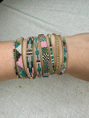 LIMITED STOCK PROMOTION: PAY 2, GET 3 Handmade Bracelets in Green Tones, Pink and Gold