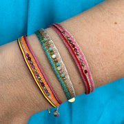 Zip Handmade Bracelet in Pink and Red Tones